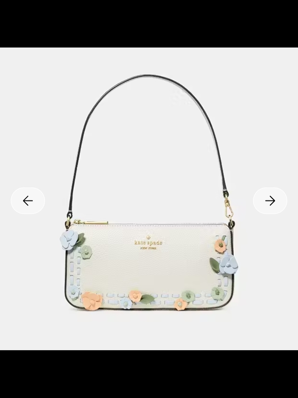 kate spade Cream Floral Appliqué Shoulder Bag with Pastel Accents - Picture 2 of 6
